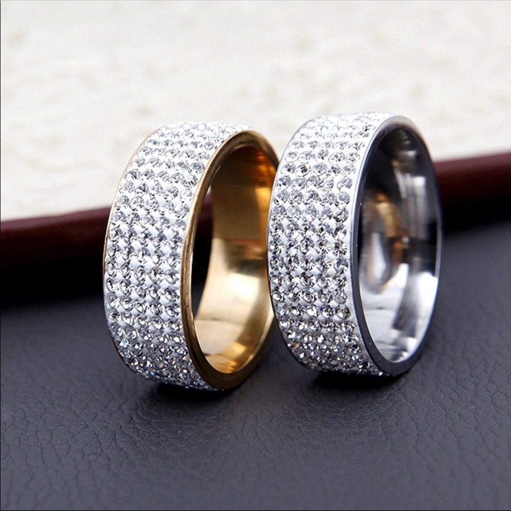 18k Plated Gold CZ Crystals Ring New Size 7 - 12 - Picture 3 of 3